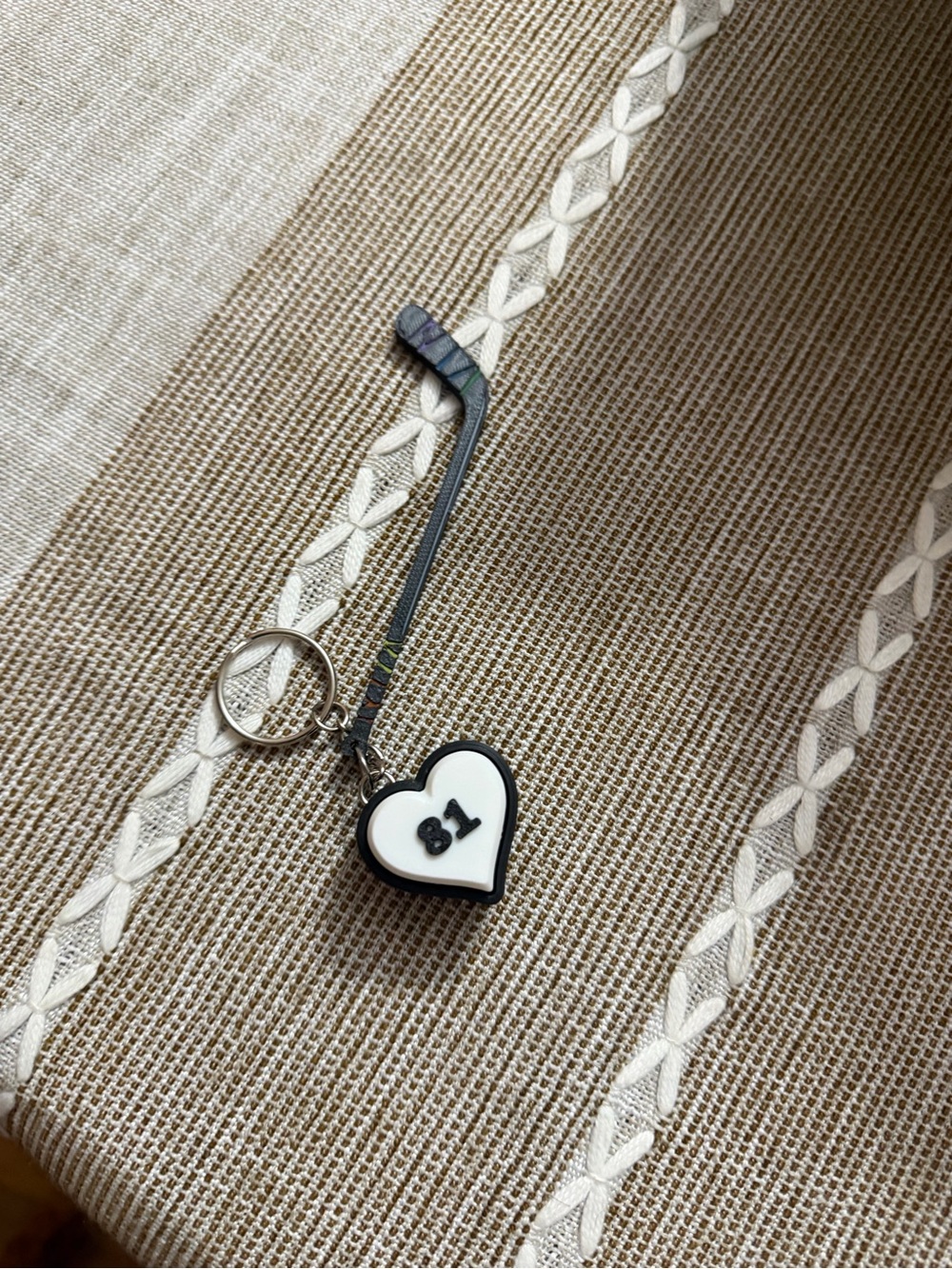 Heated Rivalry-Inspired Hockey Stick Clicker Keychain